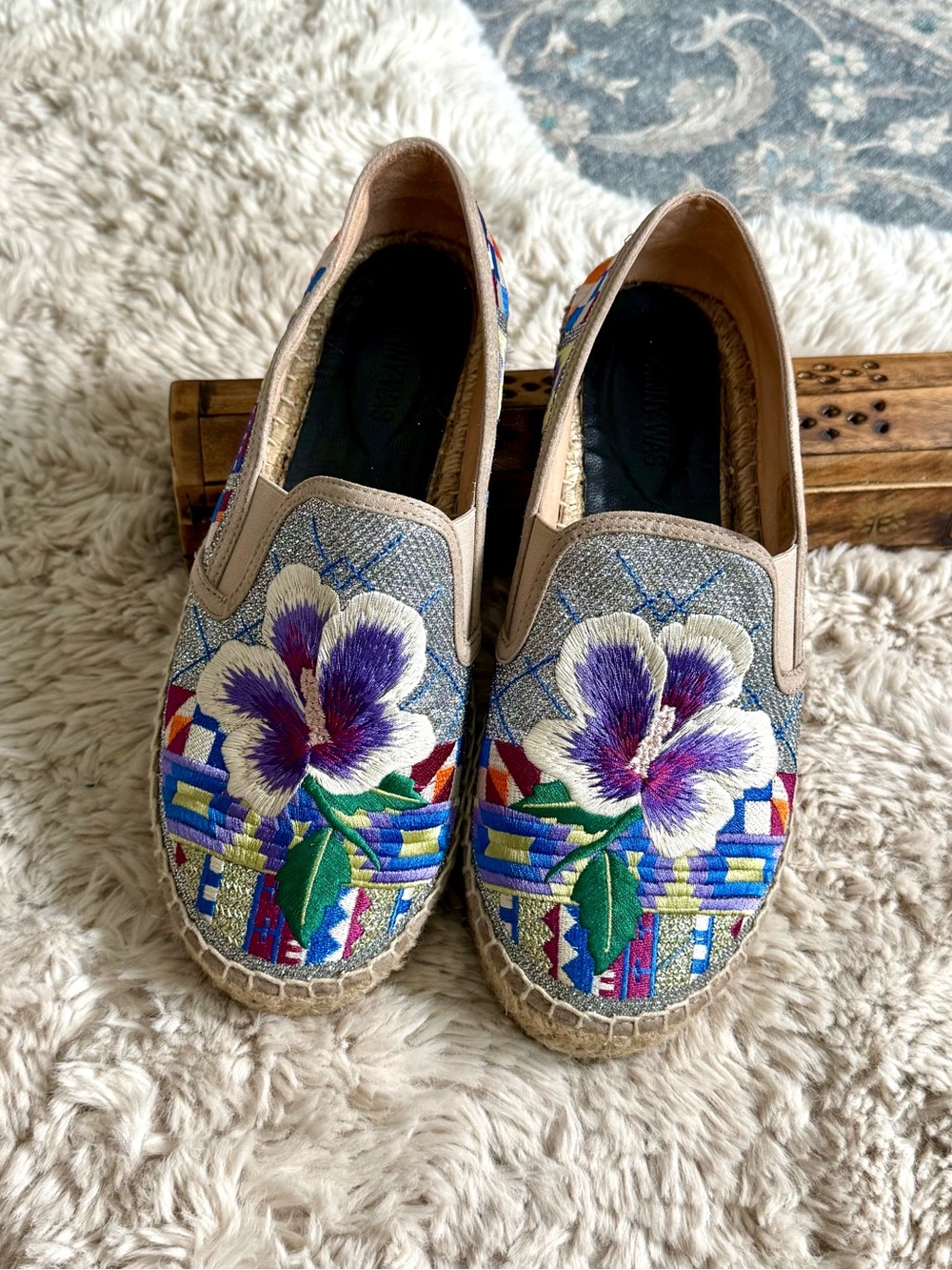 Johnny Was Madrid Embroidered Espadrille Multi side 40 US 9